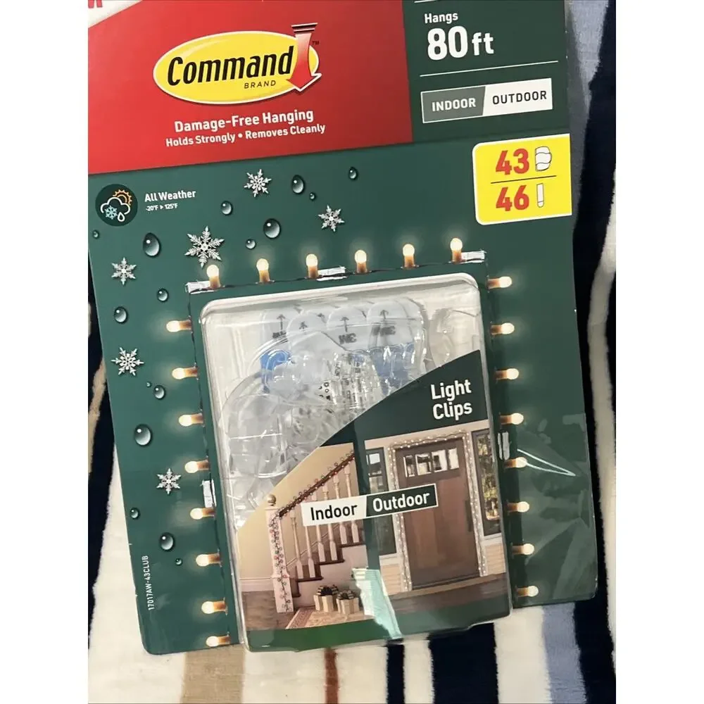 3M Command Hanging Assortments, Light Clips 80ft Indoor Outdoor Open Box